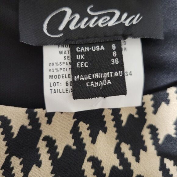 Beige Black Houndstooth Print Dress - Size 6 Size 8 Size 10 - NEW ! - Picture 6 of 9